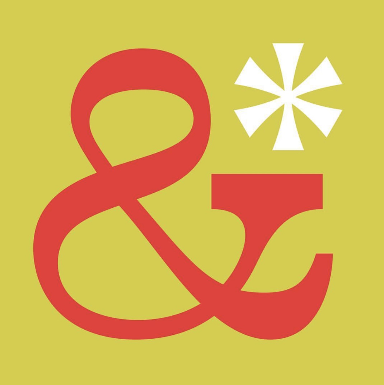 Red ampersand on green/yellow background with white asterisk