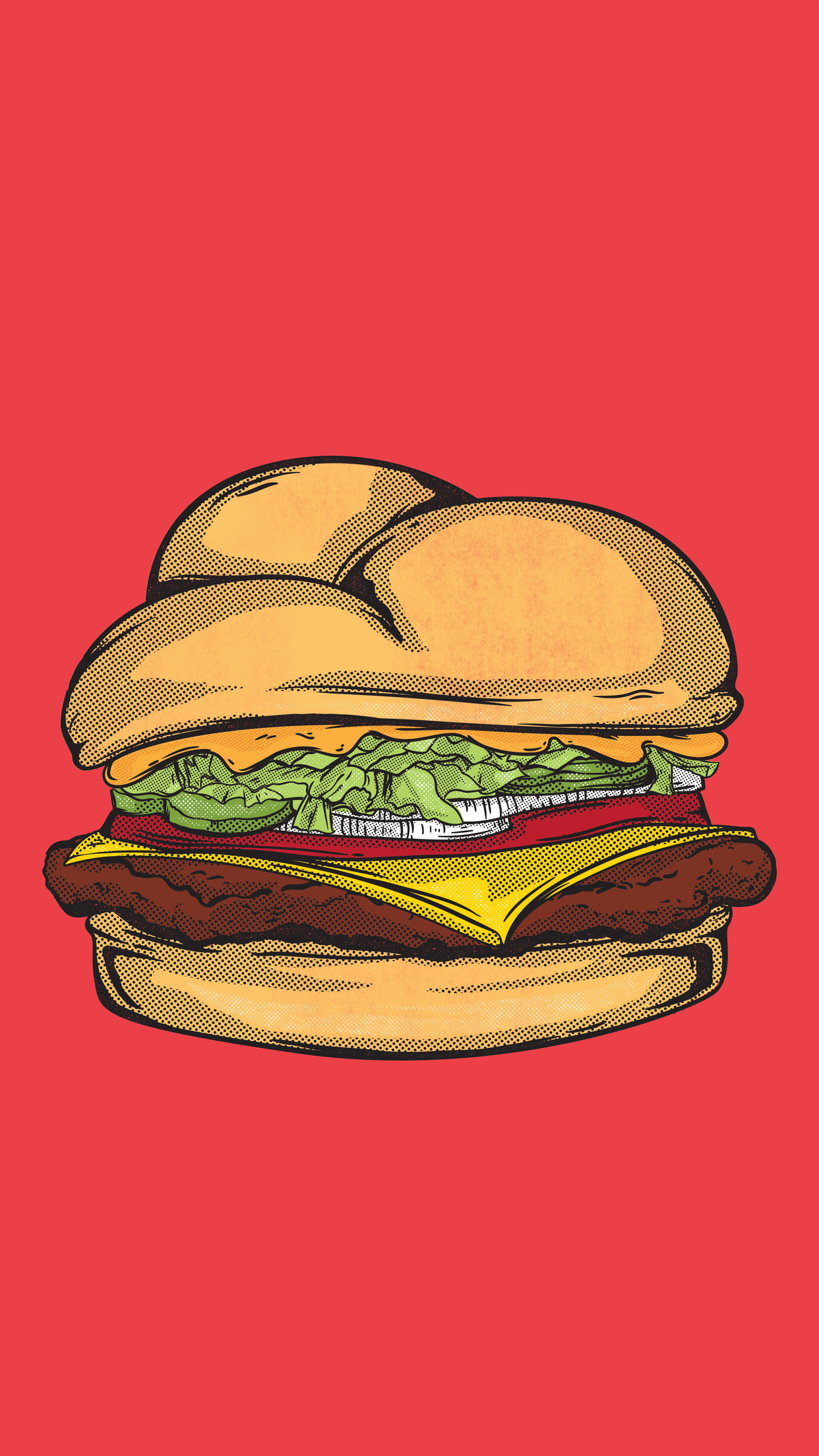 Cheeseburger on red background