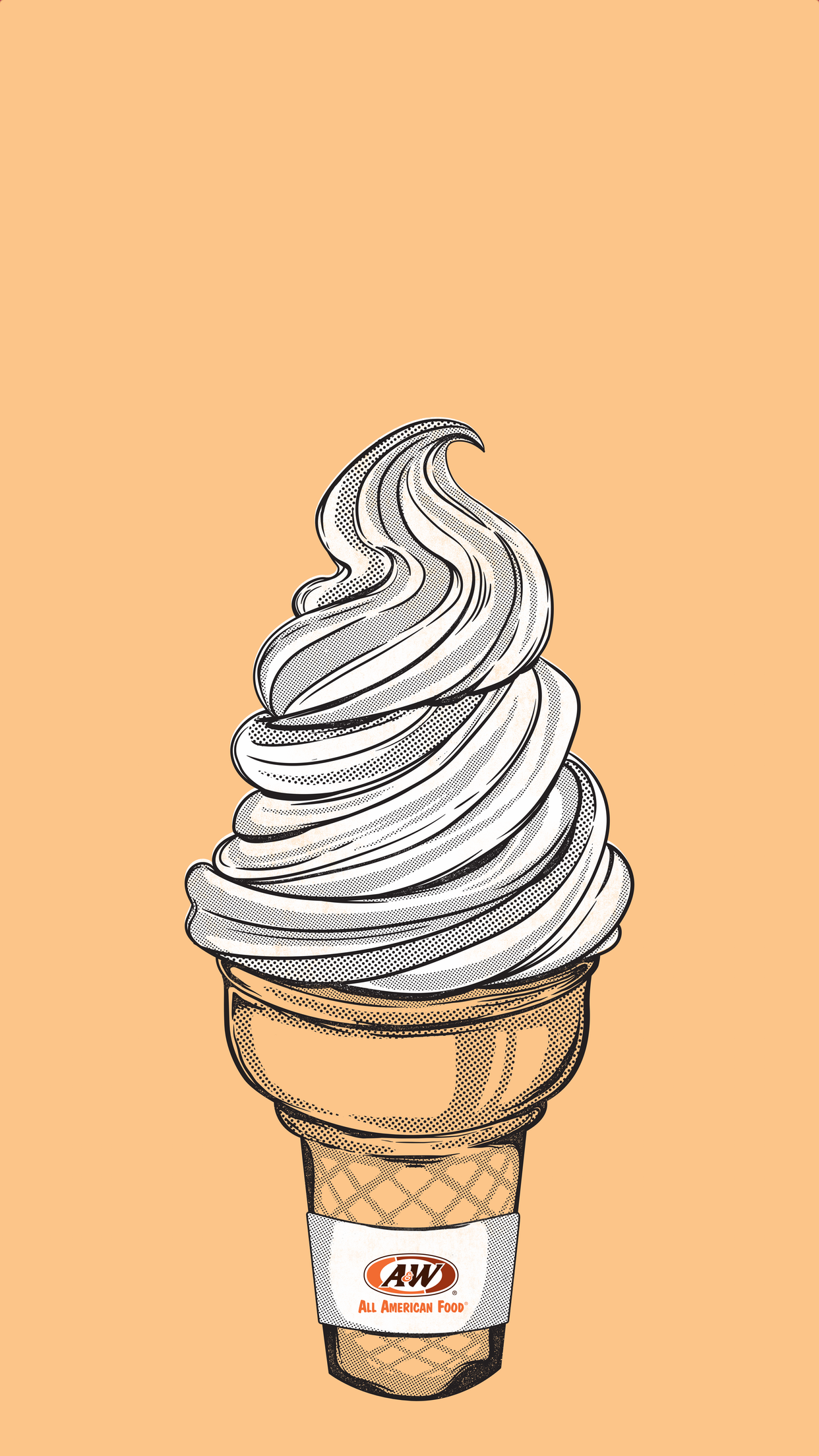 Soft serve cone on yellow background