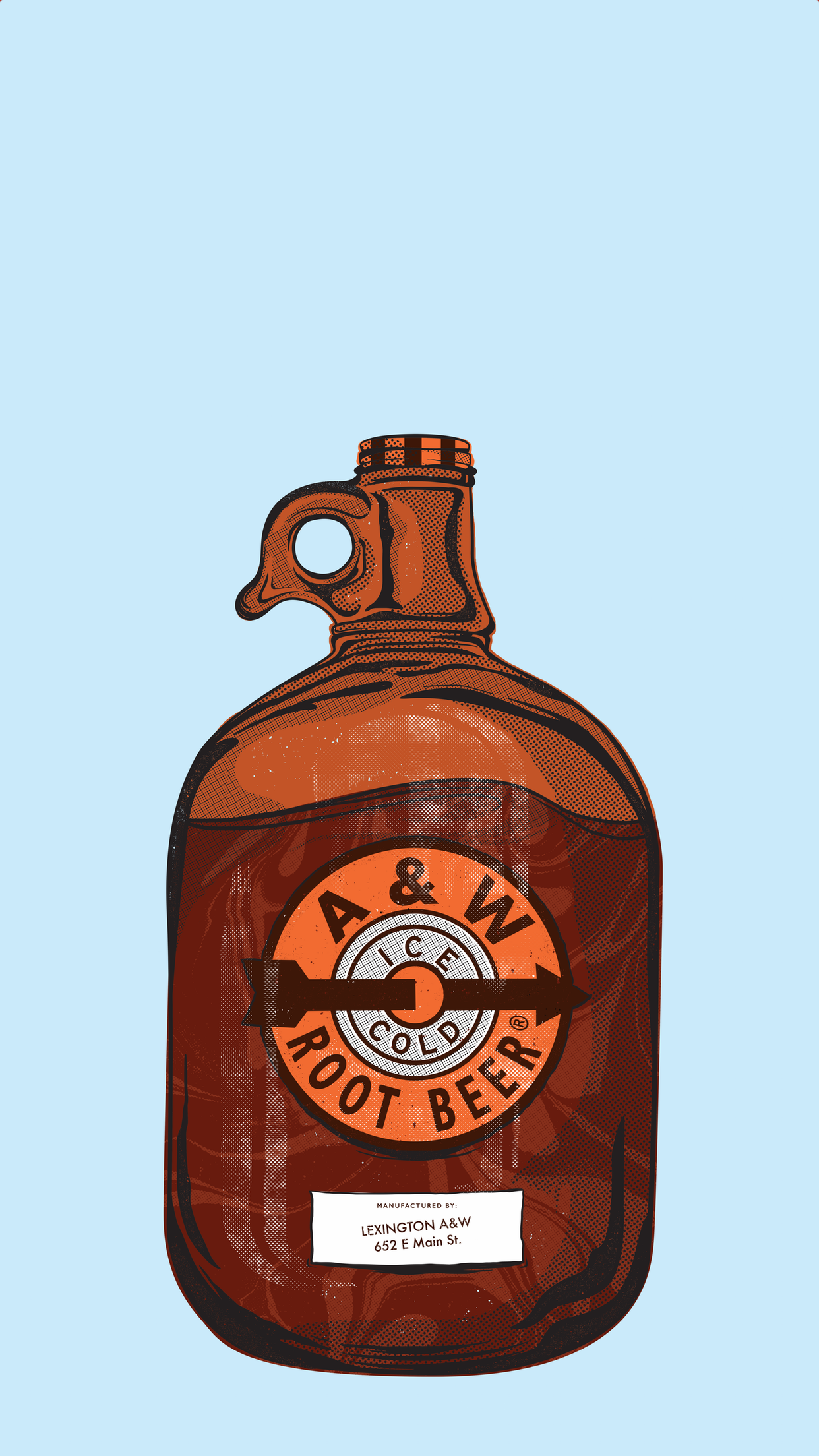 Growler on blue background