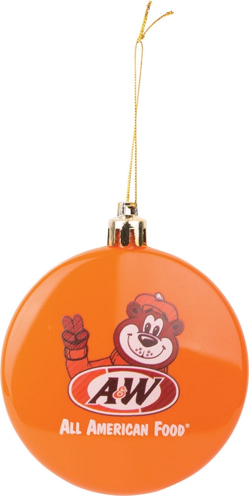 Orange ornament featuring Rooty the Great Root Bear
