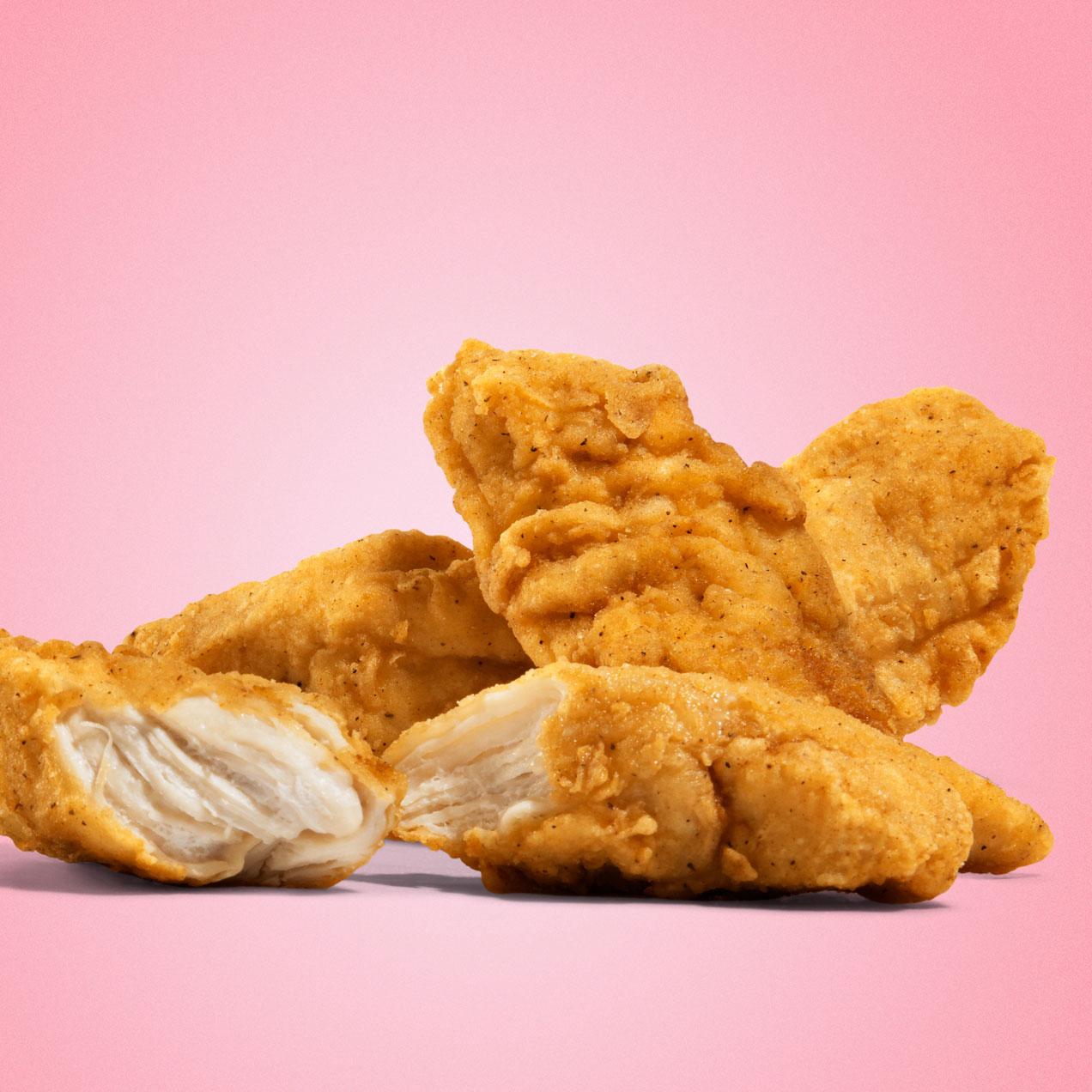 3 piece chicken tenders on a gradient background