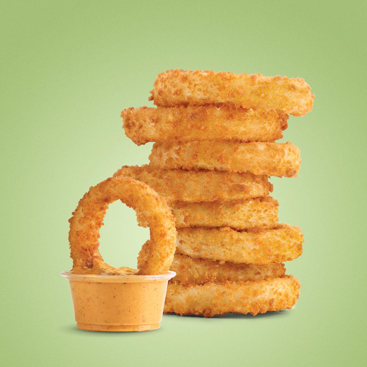 Onion Rings on a gradient background