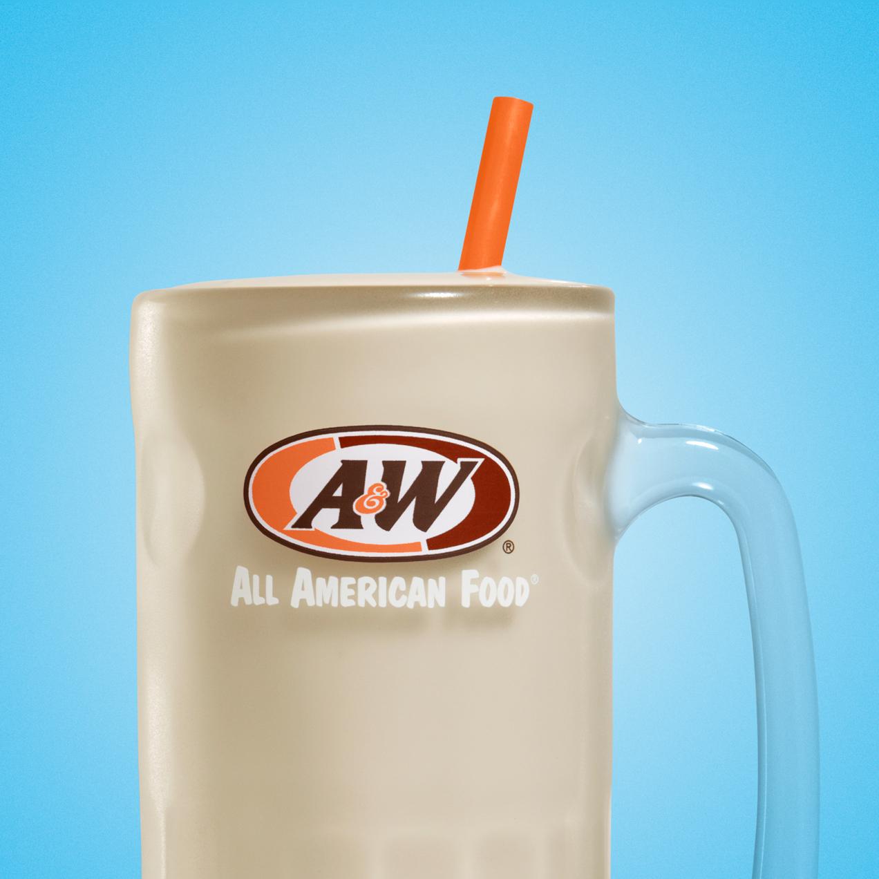 Root Beer Cream Freeze on a gradient background