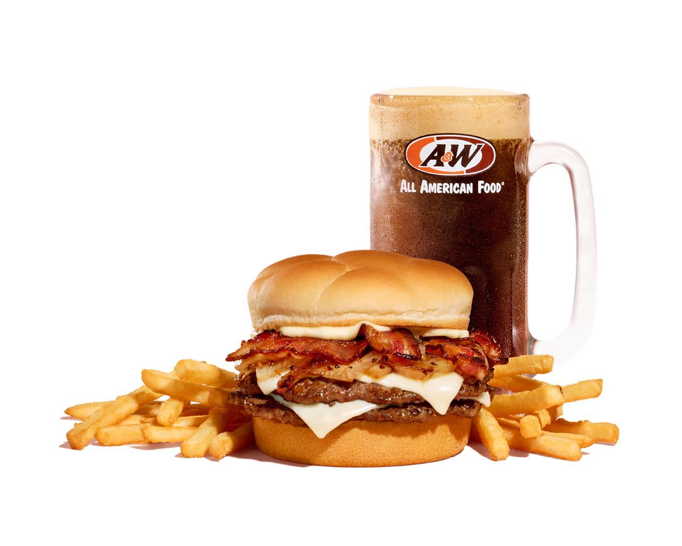 Bacon and Swiss Double Burger with Garlic Aioli