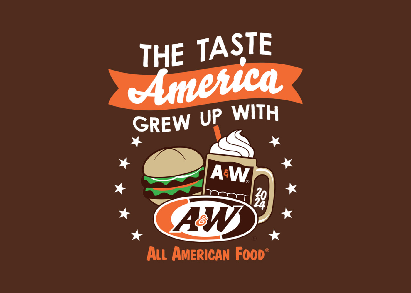 2024 A&W Logo on a brown background