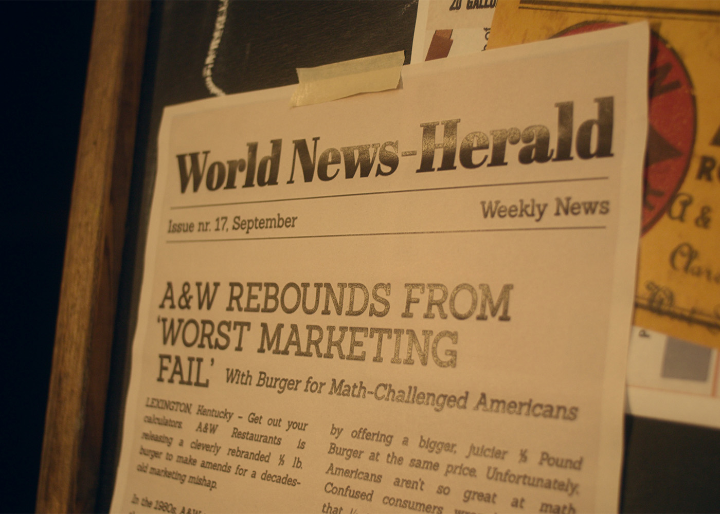 Newspaper article from the World News Herald with the title 