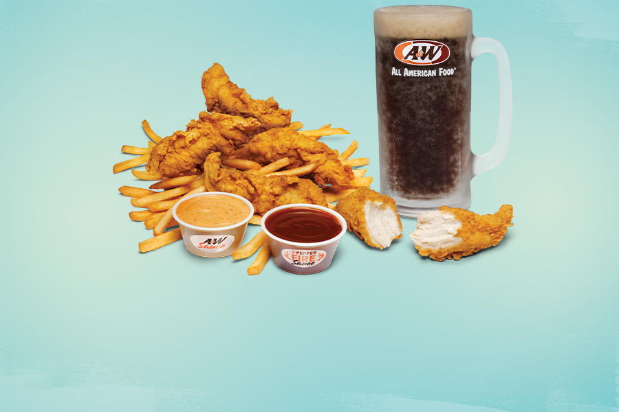 5pc. Hand-Breaded Chicken Tender Combo with A&W Sauce and 3 Pepper Fire Sauce