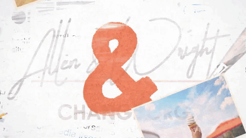 GIF of orange ampersand in middle with photos of A&W menu items appearing from all sides.
