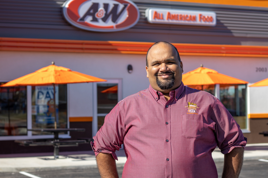 Jack standing in front of an A&W Restaurant