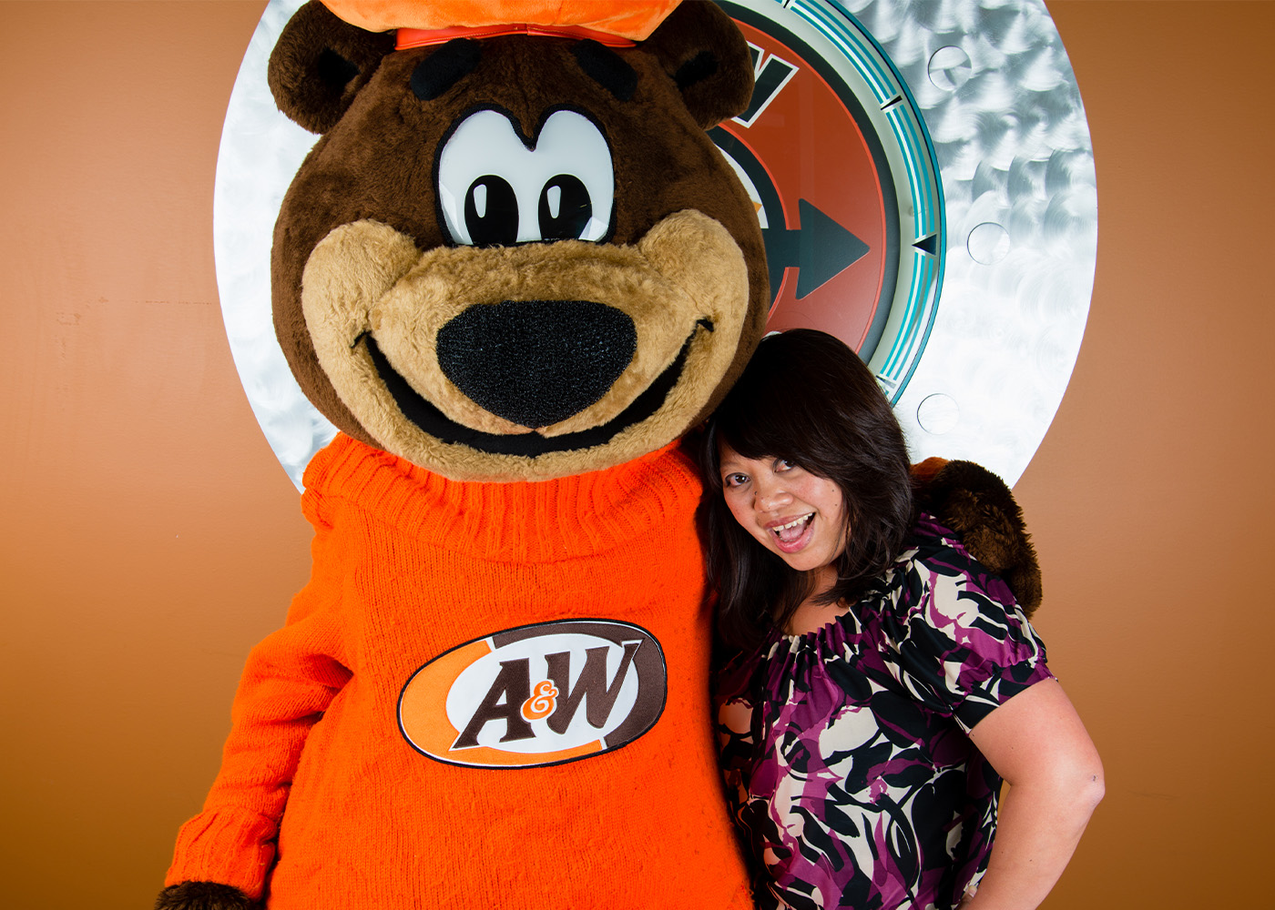 Photo of Rona Lascano and Rooty the Great Root Bear
