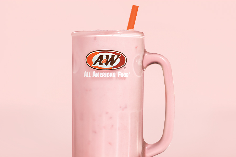 Strawberry Watermelon Cream Freeze on a pink gradient background